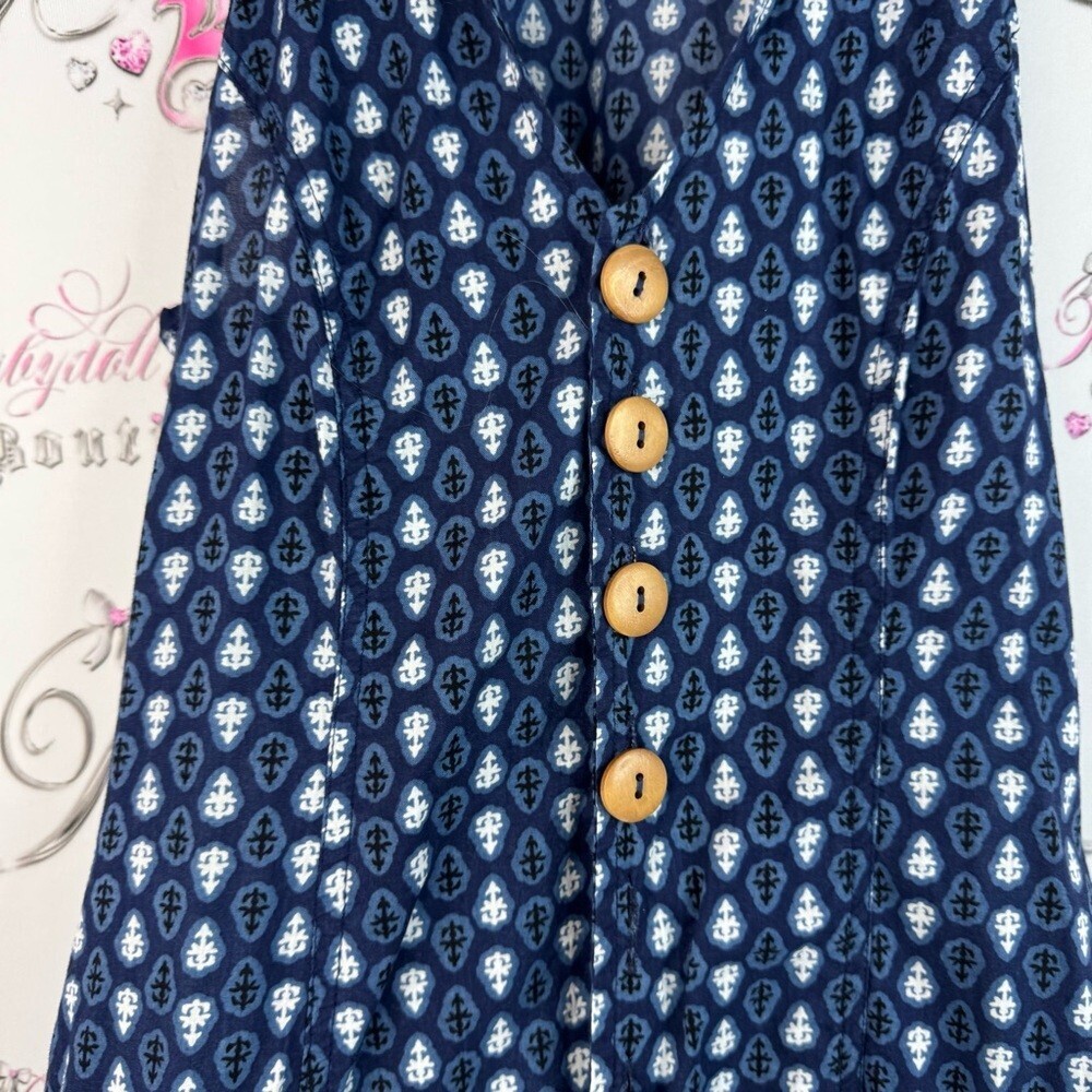 Desi weavess one piece jumper pants suit Blue Sleeveless Button-Down collared - Picture 9 of 16